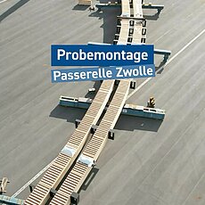 Die Probemontage der „Passerelle Zwolle“ hat begonnen. Heute haben wir einen 55t schweren Randträger aus der Halle gefah...